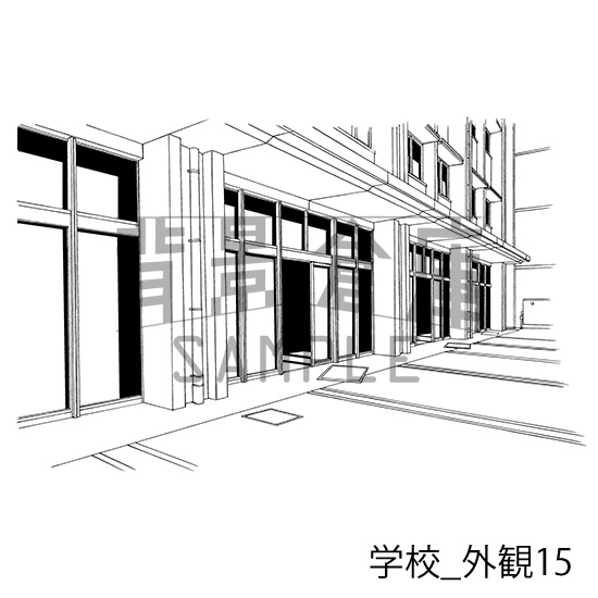 学校の背景集_セット15(外観)