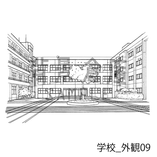 学校の背景集_セット15(外観)
