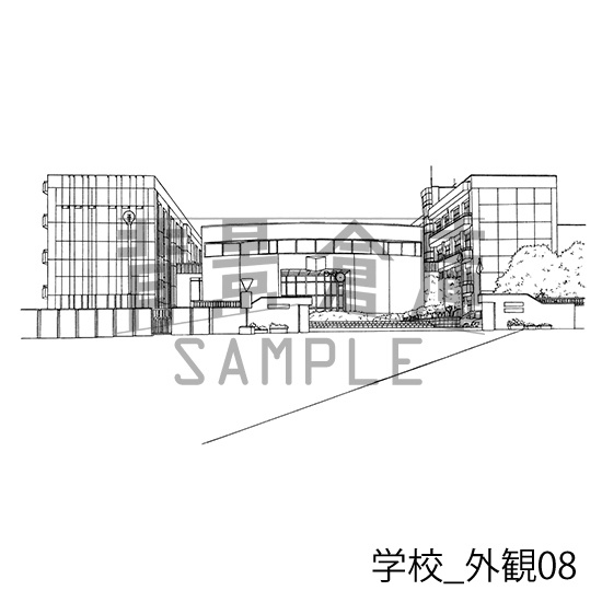 学校の背景集_セット15(外観)