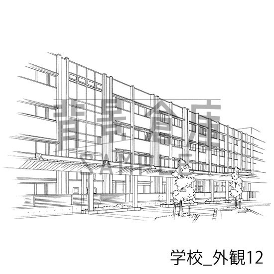 学校の背景集_セット15(外観)