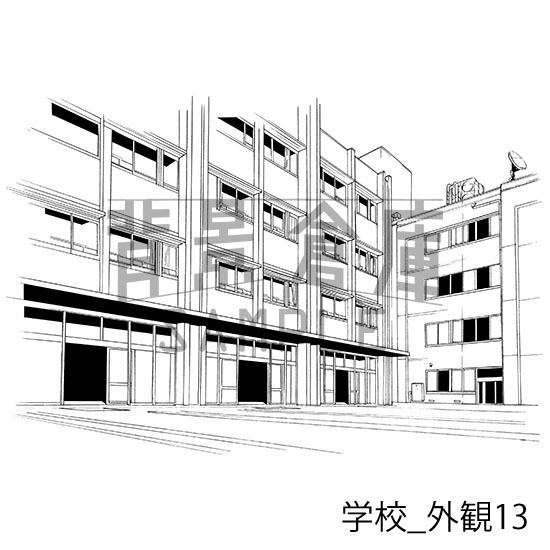 学校の背景集_セット15(外観)