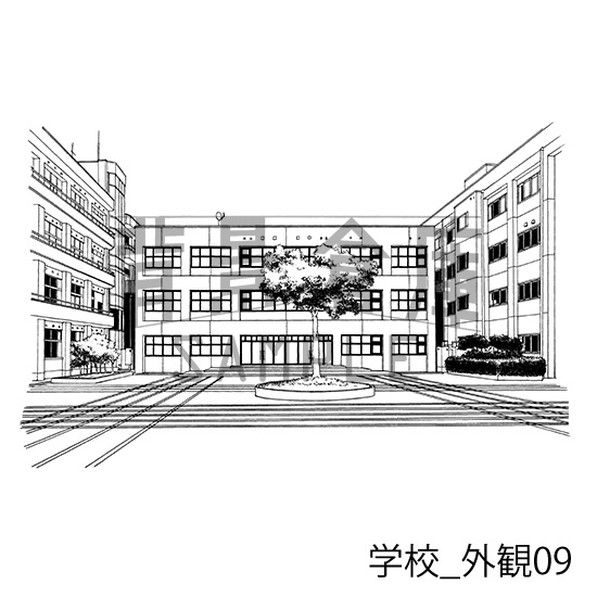 学校の背景集_セット15(外観)