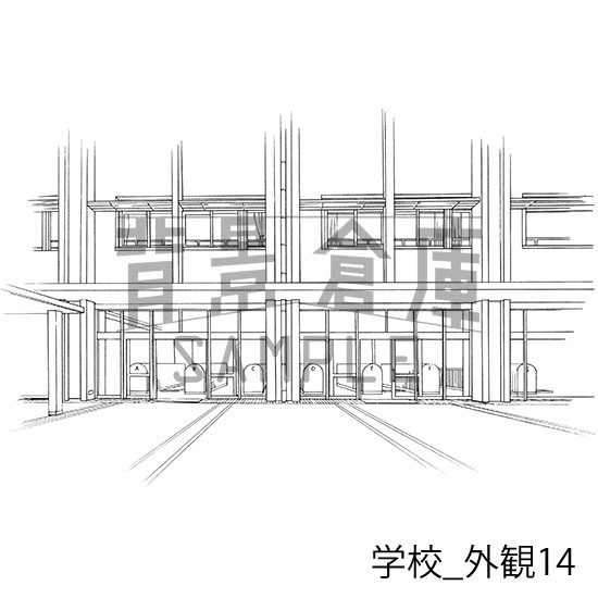 学校の背景集_セット15(外観)