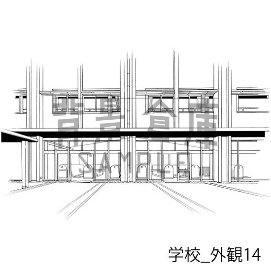 学校の背景集_セット15(外観)