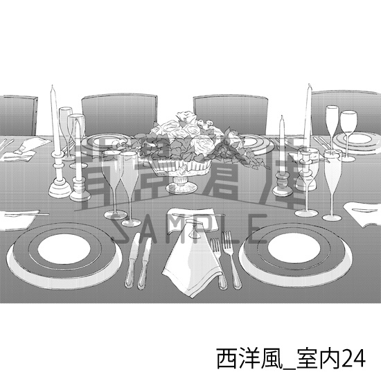 西洋風_背景素材集5(外観 室内 墓地)_トーン