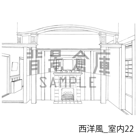 西洋風_背景素材集5(外観 室内 墓地)_トーン