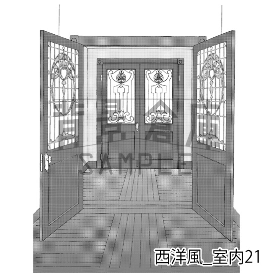 西洋風_背景素材集5(外観 室内 墓地)_トーン