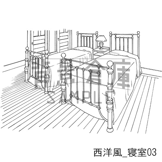 西洋風_背景素材集6(寝室)_トーン