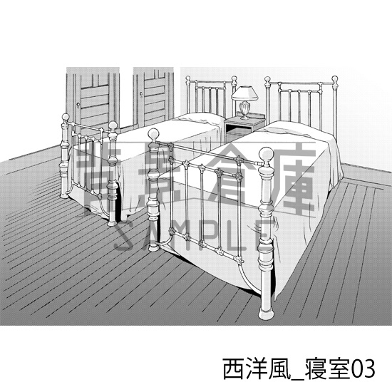 西洋風_背景素材集6(寝室)_トーン