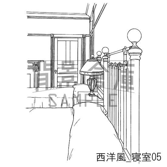 西洋風_背景素材集6(寝室)_トーン