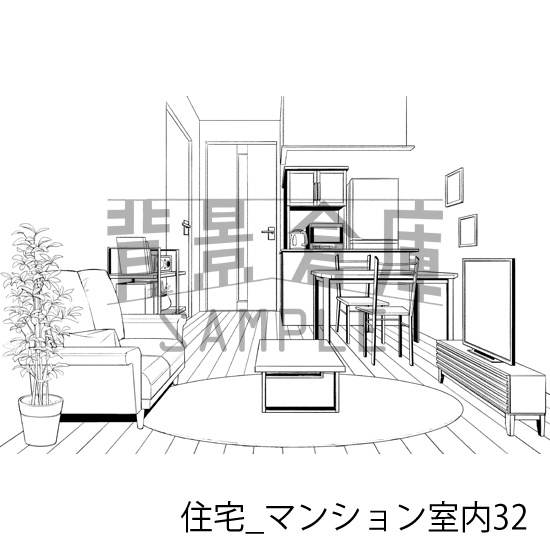 住宅_背景素材集20(マンション室内)_トーン