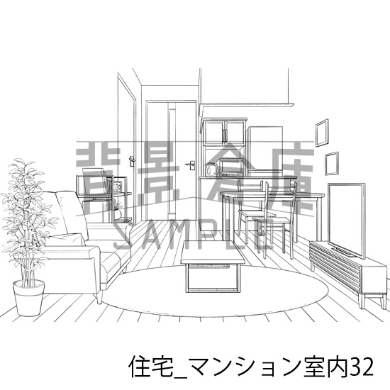 住宅_背景素材集20(マンション室内)_トーン
