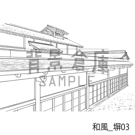 和風_背景素材集2(縁側 塀 門)_トーン