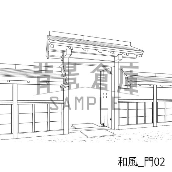 和風_背景素材集2(縁側 塀 門)_トーン