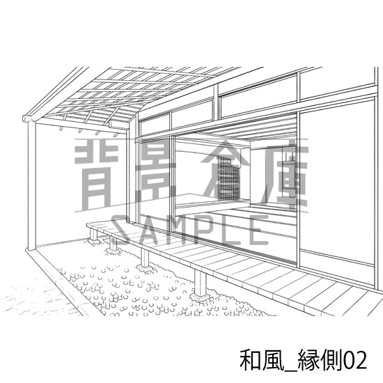 和風_背景素材集2(縁側 塀 門)_トーン