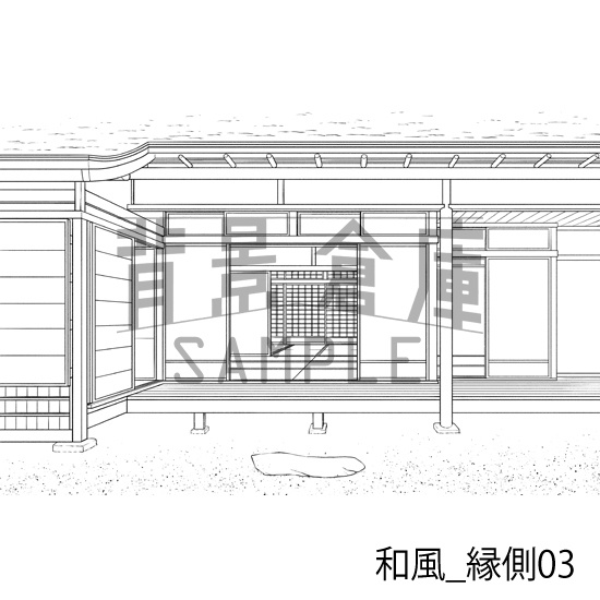和風_背景素材集2(縁側 塀 門)_トーン