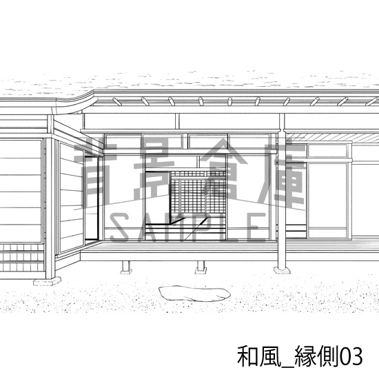 和風_背景素材集2(縁側 塀 門)_トーン