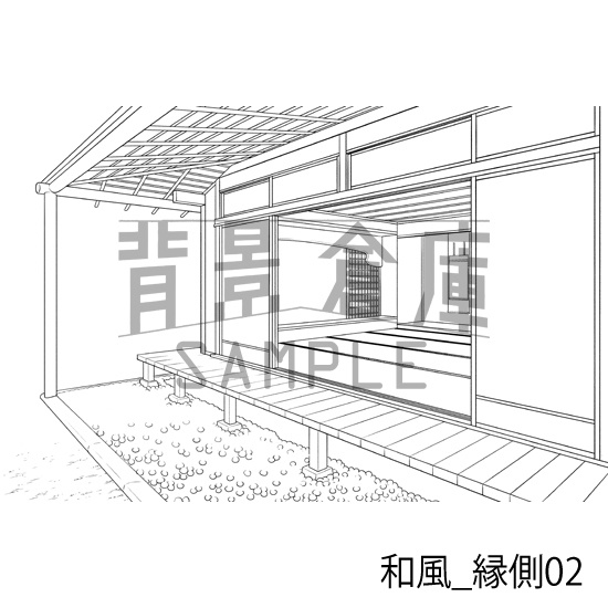和風_背景素材集2(縁側 塀 門)_トーン