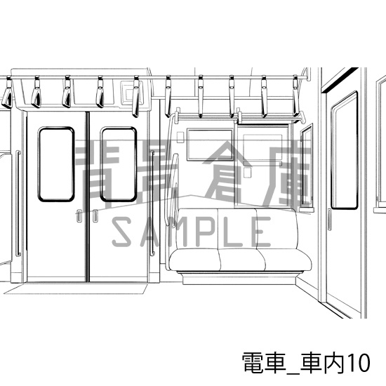 電車_背景素材集3(車内)_トーン