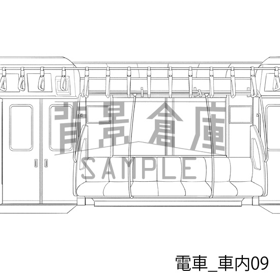 電車_背景素材集3(車内)_トーン