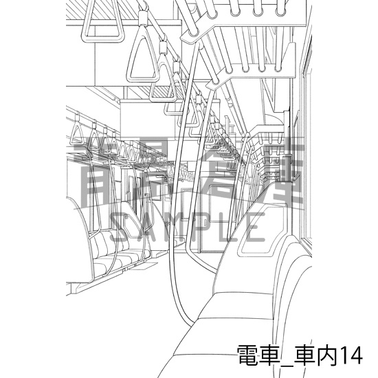 電車_背景素材集3(車内)_トーン