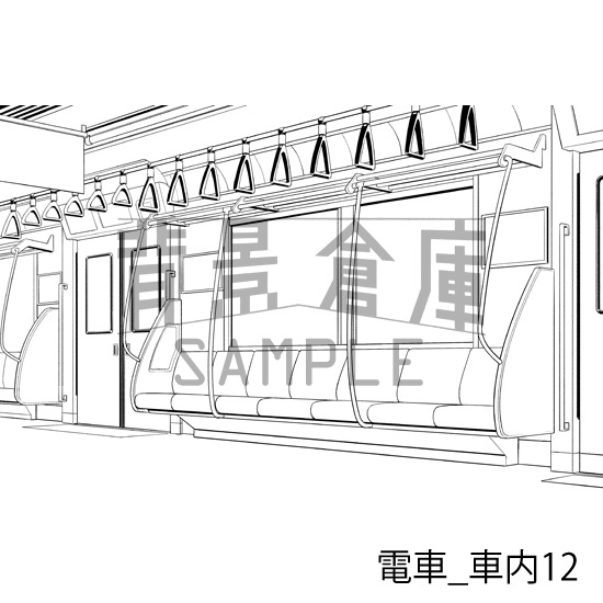 電車_背景素材集3(車内)_トーン