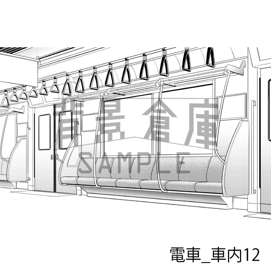 電車_背景素材集3(車内)_トーン