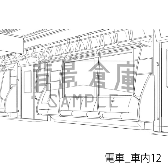 電車_背景素材集3(車内)_トーン
