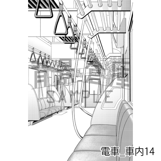 電車_背景素材集3(車内)_トーン