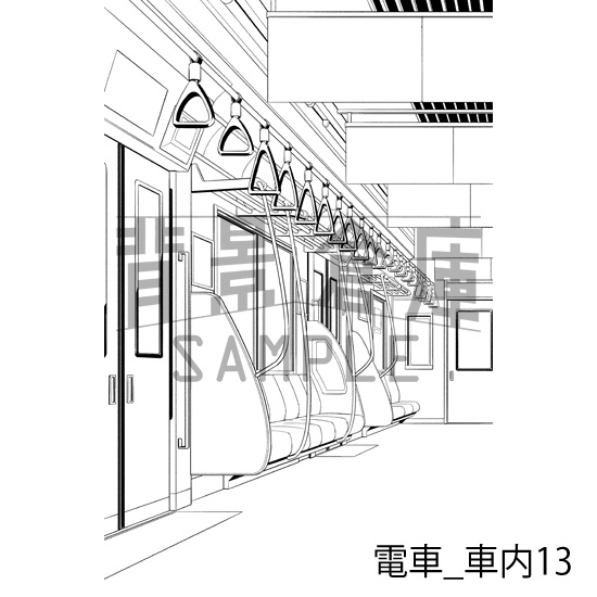 電車_背景素材集3(車内)_トーン