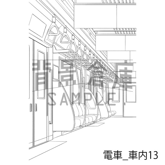 電車_背景素材集3(車内)_トーン