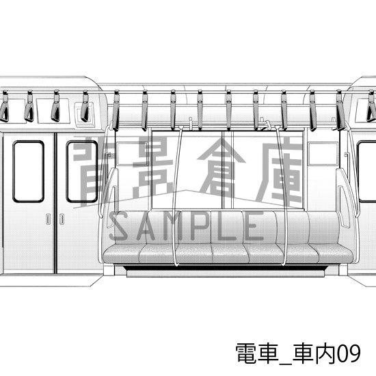 電車_背景素材集3(車内)_トーン