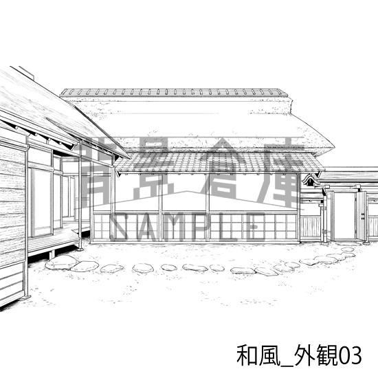 和風_背景素材集3(外観 庭)_トーン