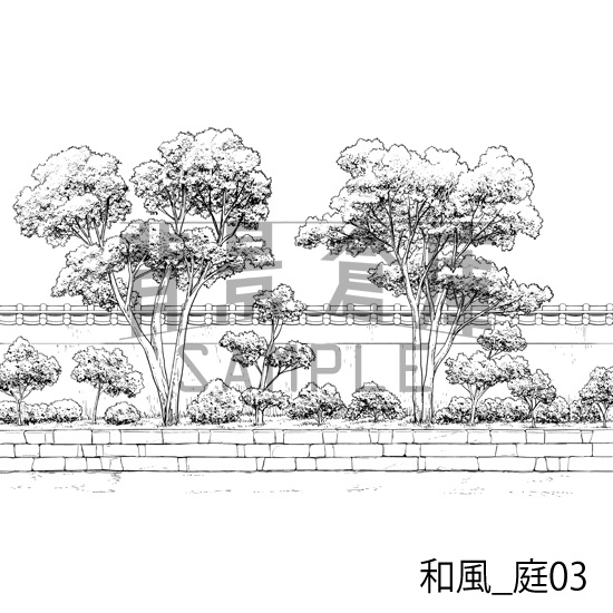 和風_背景素材集3(外観 庭)_トーン