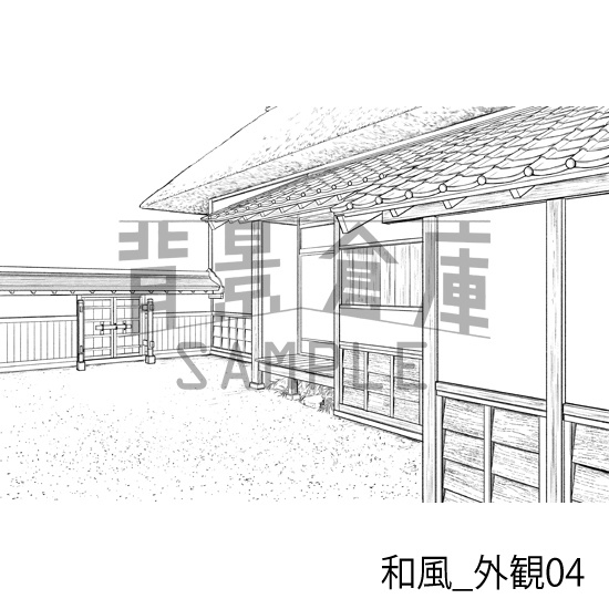 和風_背景素材集3(外観 庭)_トーン