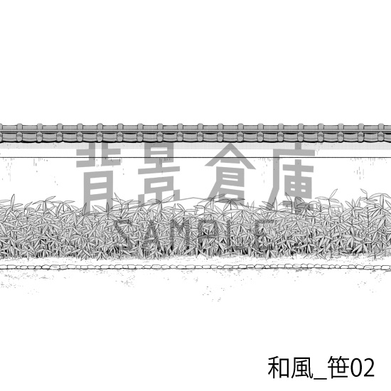 和風_背景素材集3(外観 庭)_トーン