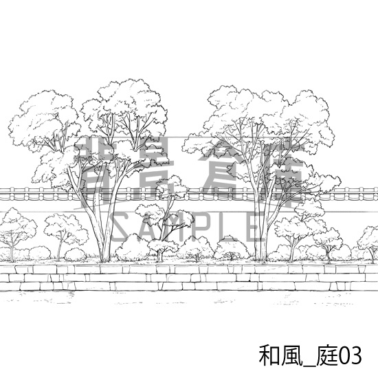和風_背景素材集3(外観 庭)_トーン