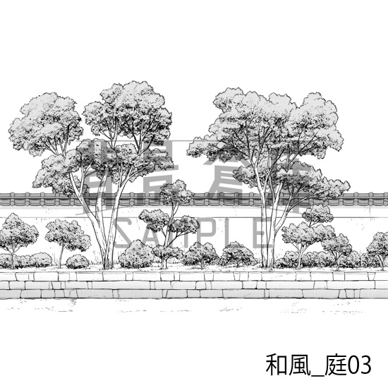 和風_背景素材集3(外観 庭)_トーン