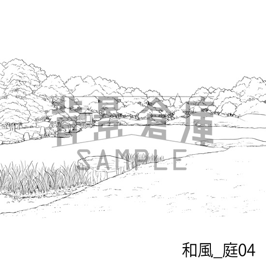 和風_背景素材集3(外観 庭)_トーン