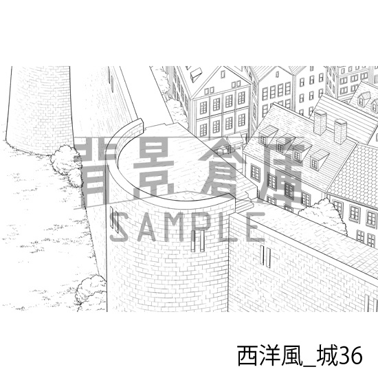 西洋風_背景素材集22(城)_トーン