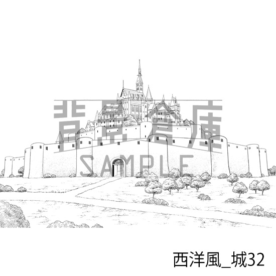 西洋風_背景素材集22(城)_トーン