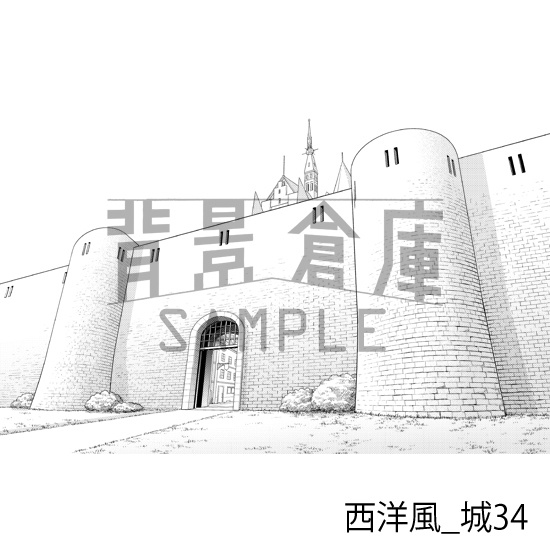 西洋風_背景素材集22(城)_トーン