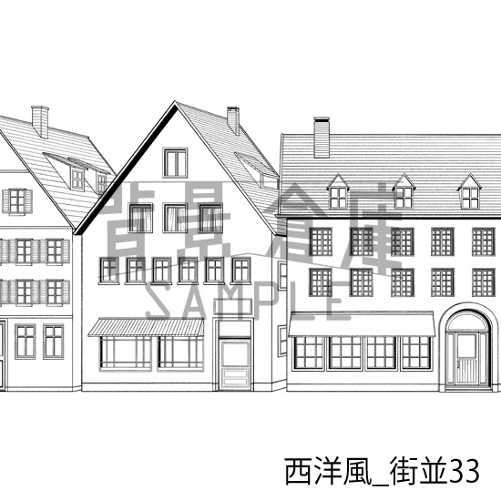 西洋風_背景素材集23(街並)_トーン