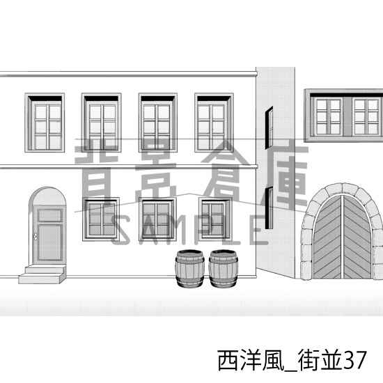 西洋風_背景素材集23(街並)_トーン