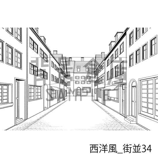 西洋風_背景素材集23(街並)_トーン