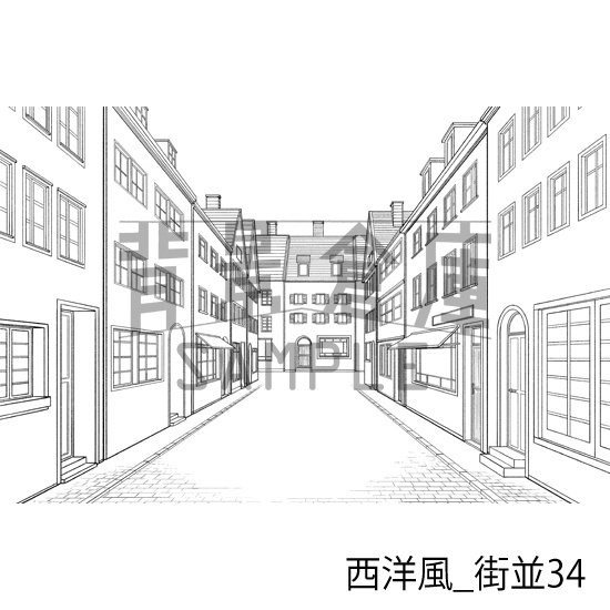 西洋風_背景素材集23(街並)_トーン