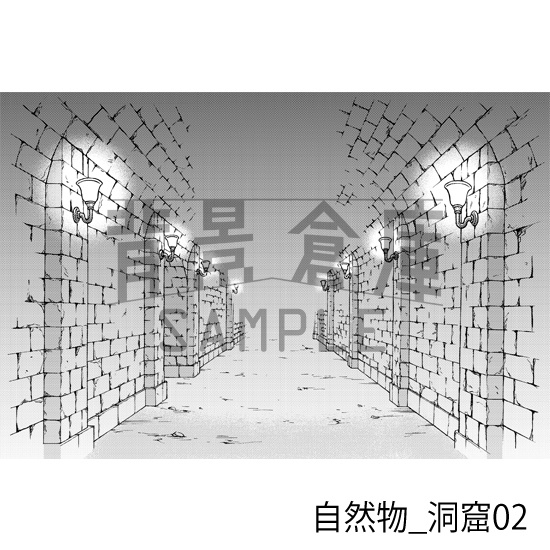 自然物_背景素材集7(洞窟)_トーン