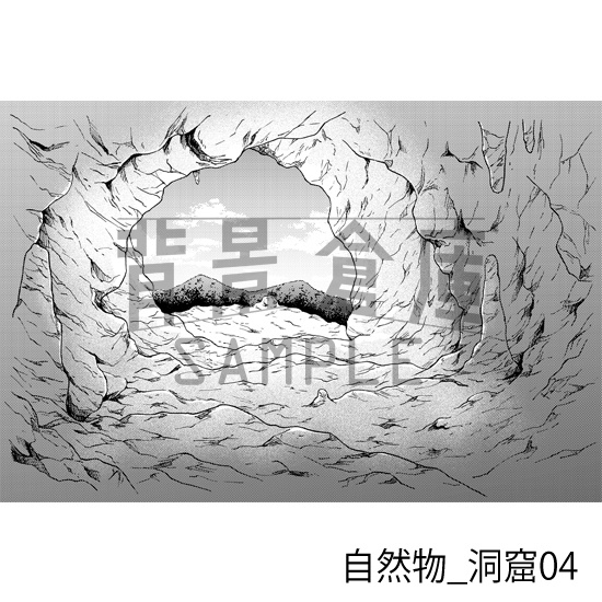 自然物_背景素材集7(洞窟)_トーン