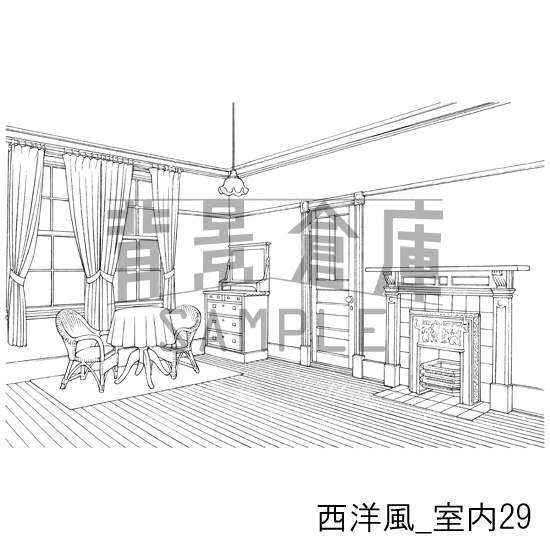 西洋風_背景素材集7(室内)_トーン