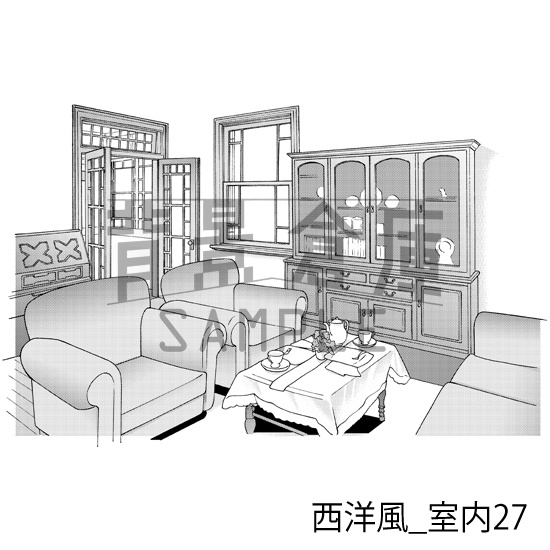 西洋風_背景素材集7(室内)_トーン